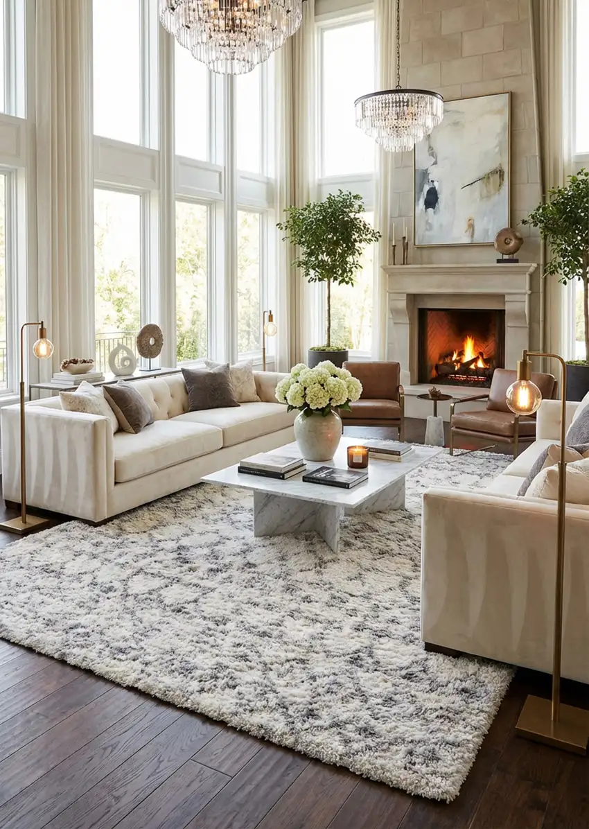 Gray and Ivory Southwestern Shag Power Loom Area Rug Photo 5