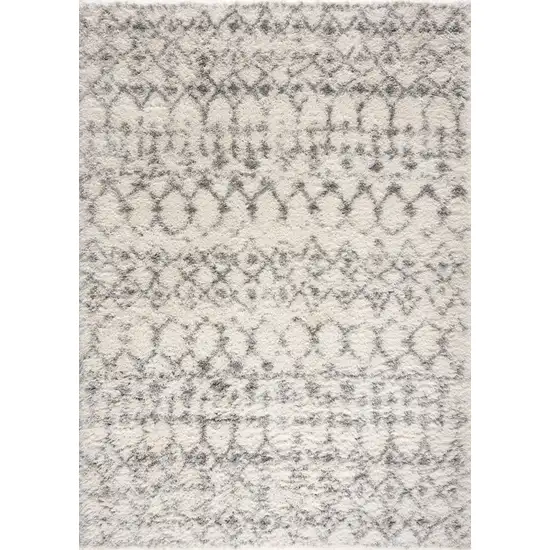Gray and Ivory Southwestern Shag Power Loom Area Rug Photo 5