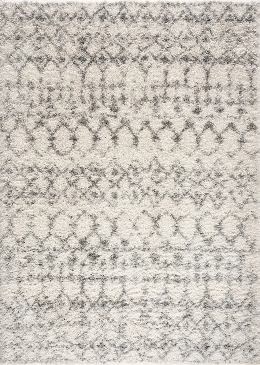 Gray and Ivory Southwestern Shag Power Loom Area Rug Photo 5