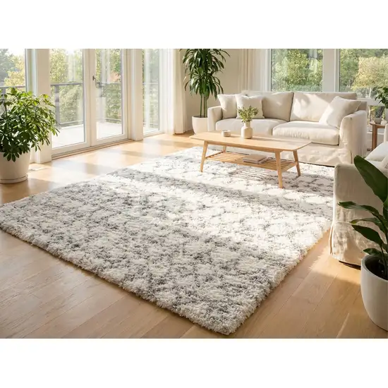 Gray and Ivory Southwestern Shag Power Loom Area Rug Photo 6
