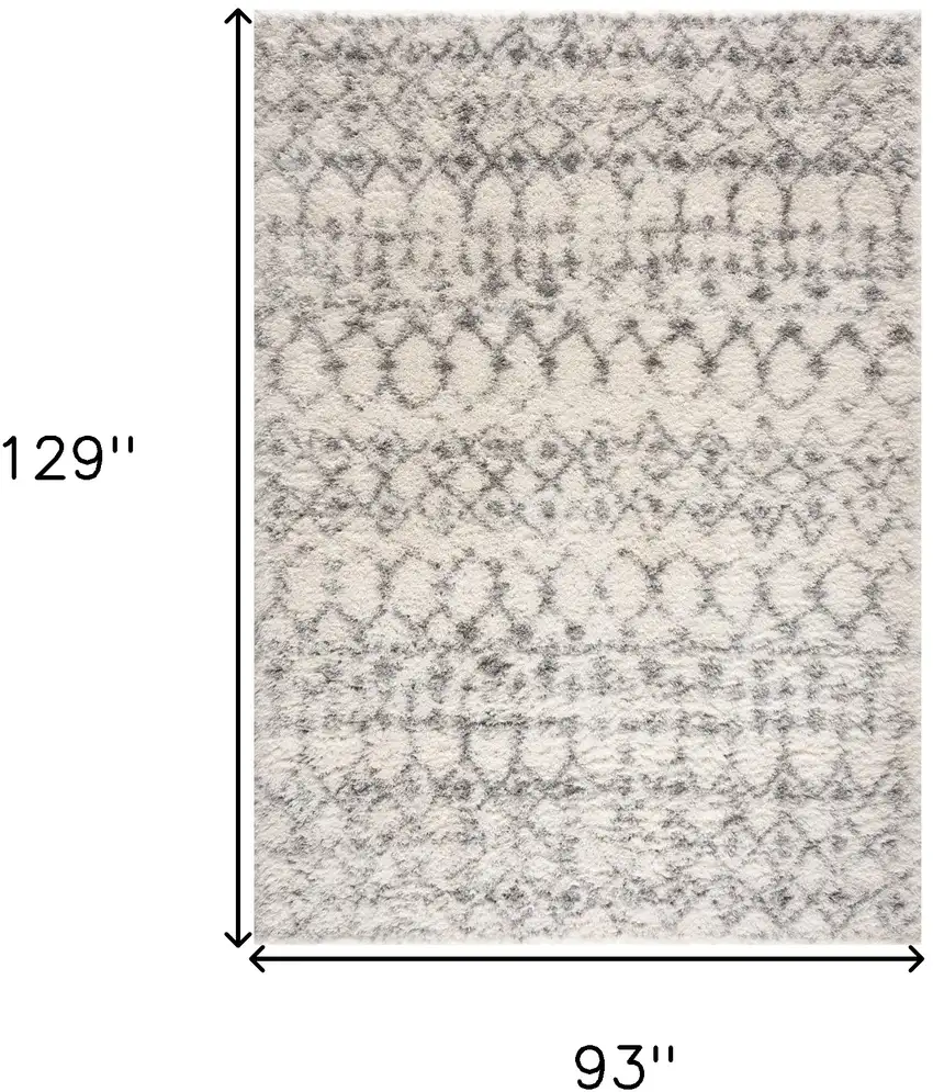 Gray and Ivory Southwestern Shag Power Loom Area Rug Photo 7