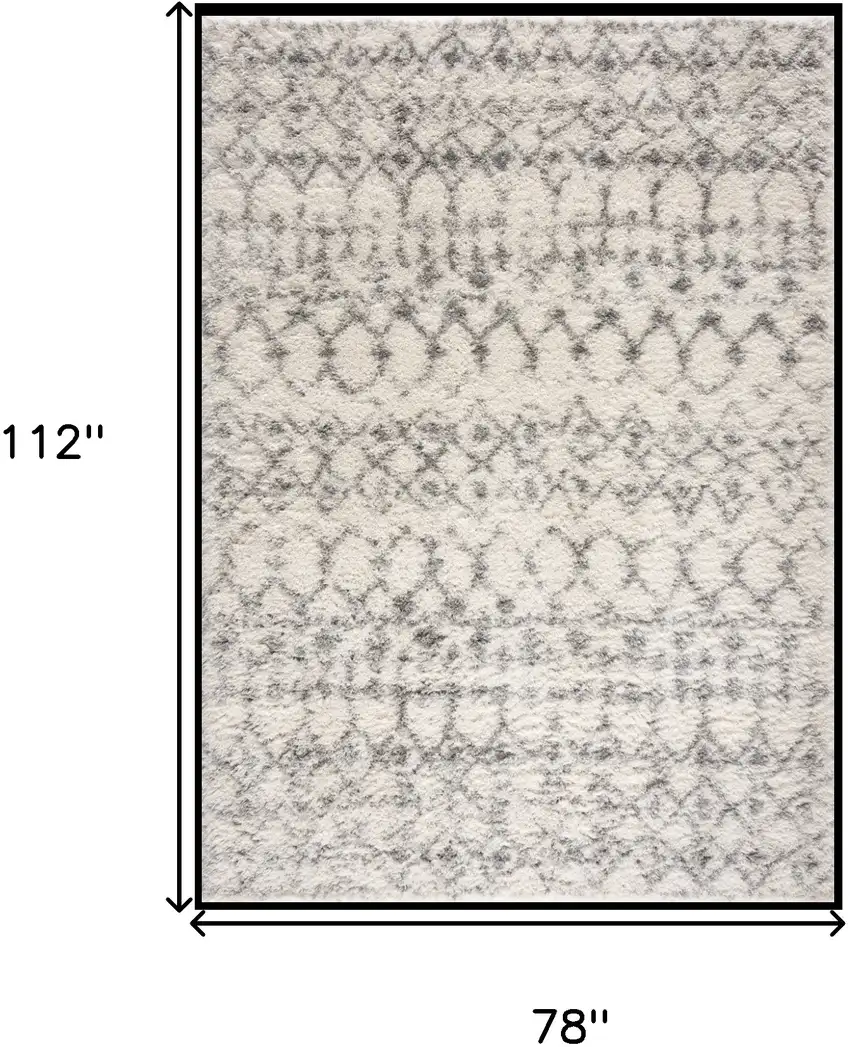 Gray and Ivory Southwestern Shag Power Loom Area Rug Photo 6