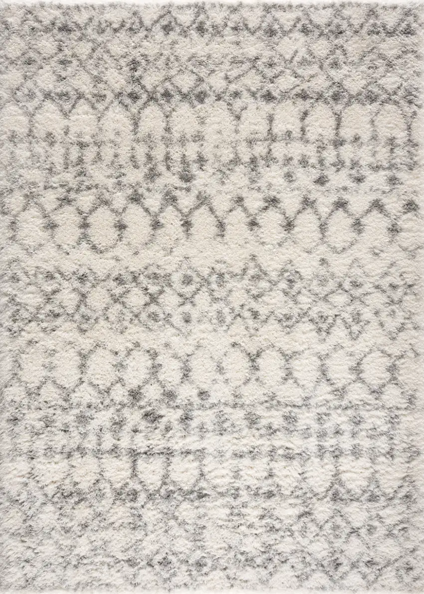 Gray and Ivory Southwestern Shag Power Loom Area Rug Photo 2
