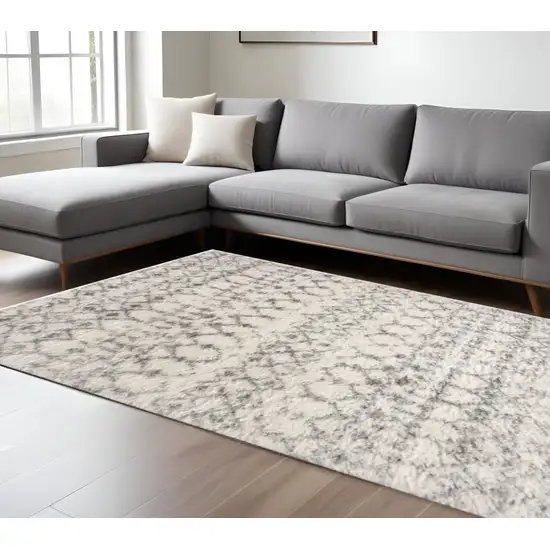 Gray and Ivory Southwestern Shag Power Loom Area Rug Photo 1