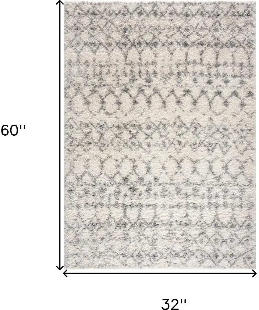 Gray and Ivory Southwestern Shag Power Loom Distressed Area Rug Photo 6