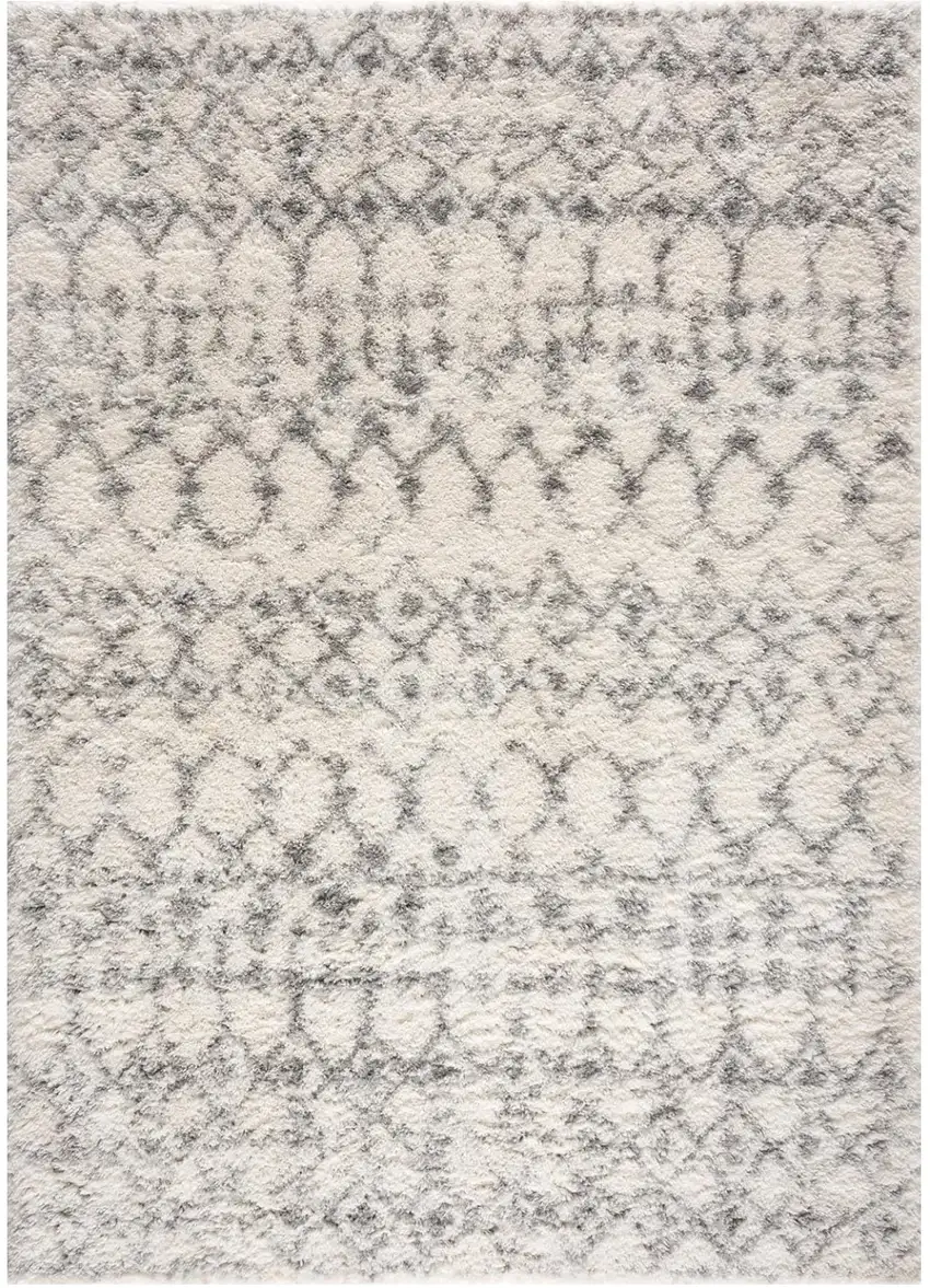 Gray and Ivory Southwestern Shag Power Loom Distressed Area Rug Photo 1