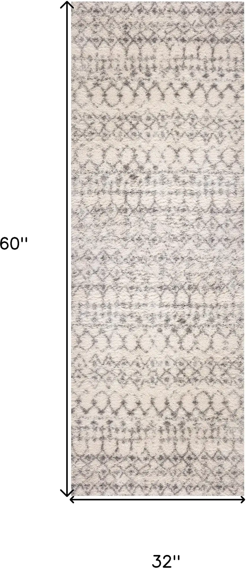 Gray and Ivory Southwestern Shag Power Loom Distressed Area Rug Photo 3