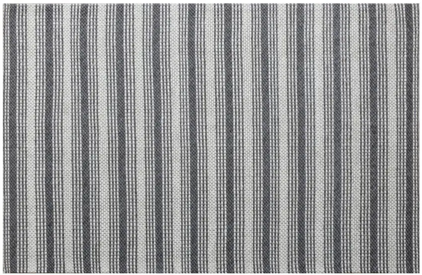 Gray and Ivory Striped Hand Woven Non Skid Area Rug Photo 2