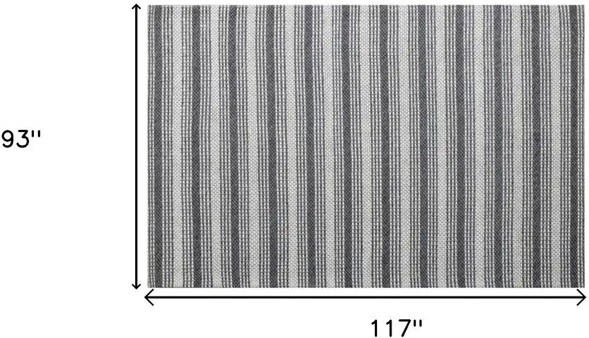 Gray and Ivory Striped Hand Woven Non Skid Area Rug Photo 3