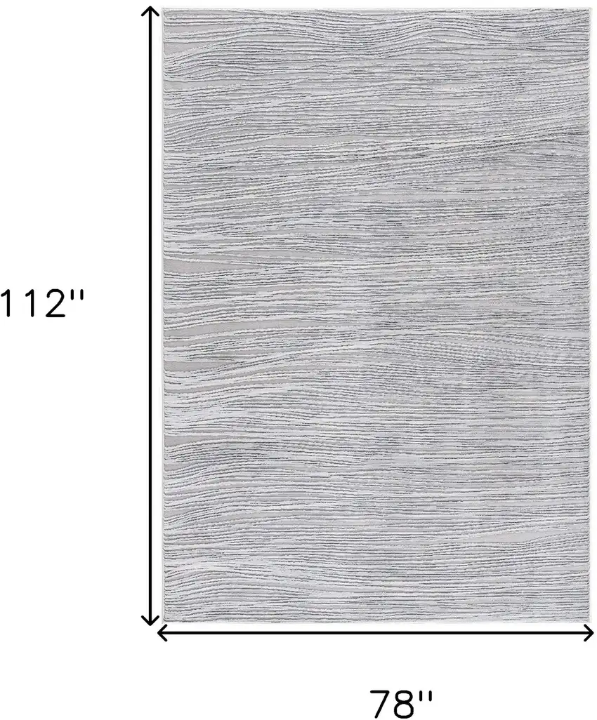 Gray and Ivory Striped Power Loom Area Rug Photo 8