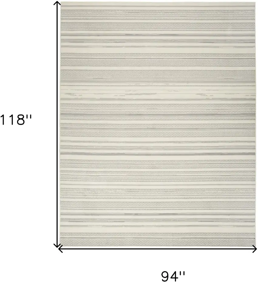 Gray and Ivory Striped Power Loom Area Rug Photo 3