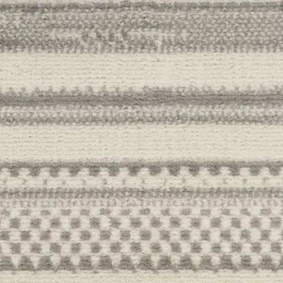 Gray and Ivory Striped Power Loom Area Rug Photo 4