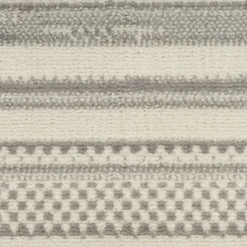 Gray and Ivory Striped Power Loom Area Rug Photo 4
