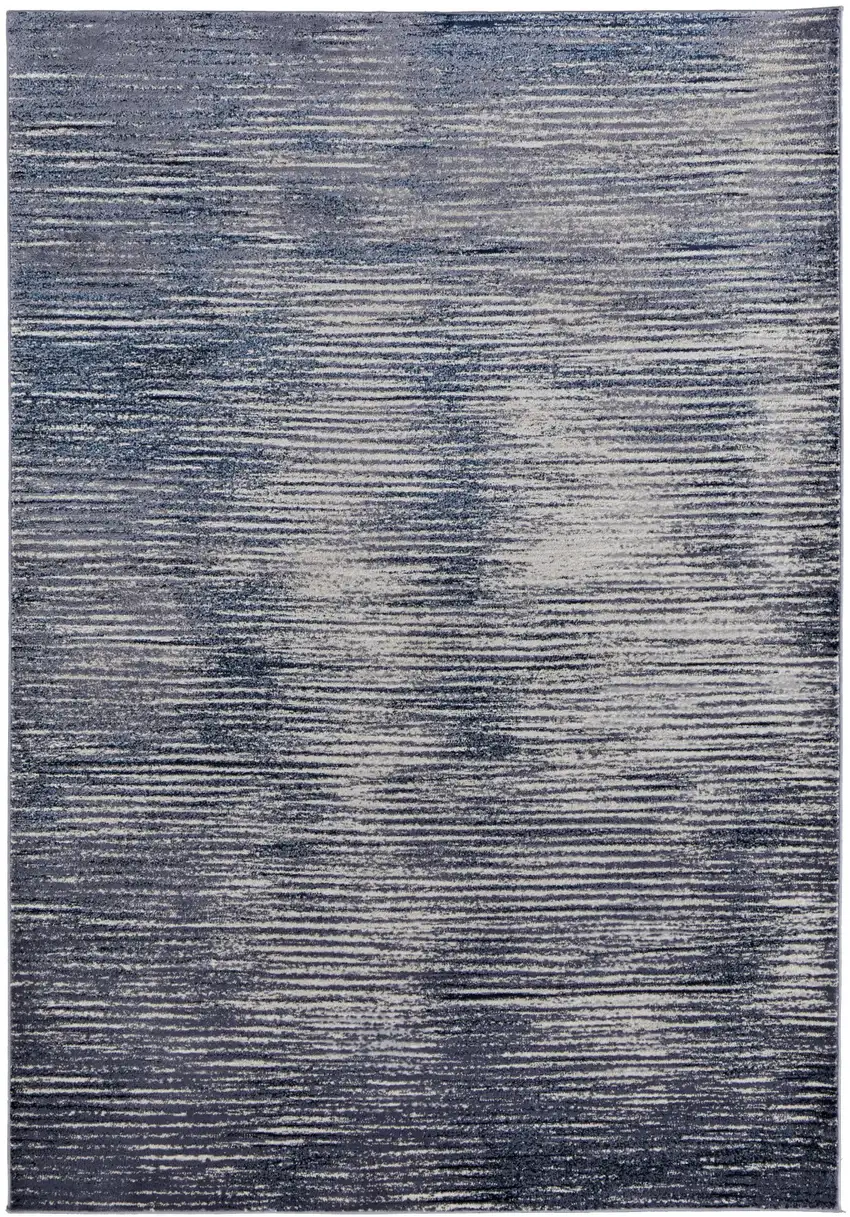 Gray and Ivory Striped Power Loom Distressed Area Rug Photo 4