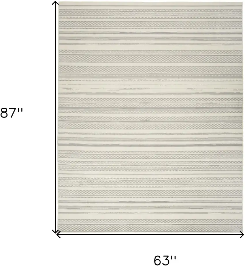Gray and Ivory Striped Power Loom Distressed Area Rug Photo 3