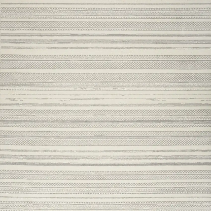 Gray and Ivory Striped Power Loom Distressed Area Rug Photo 5