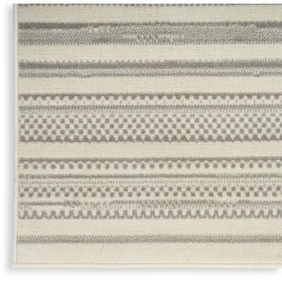 Gray and Ivory Striped Power Loom Distressed Area Rug Photo 8
