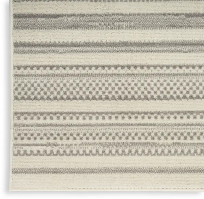 Gray and Ivory Striped Power Loom Distressed Area Rug Photo 8
