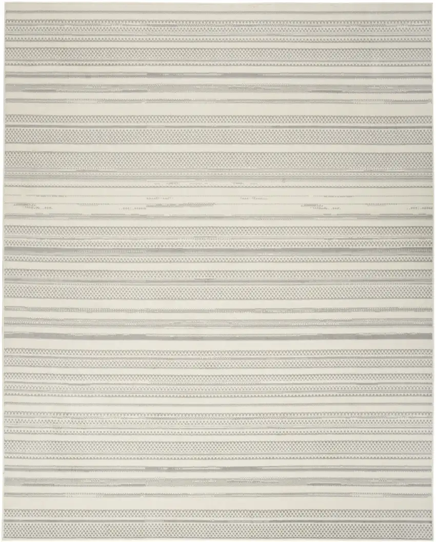 Gray and Ivory Striped Power Loom Distressed Area Rug Photo 2