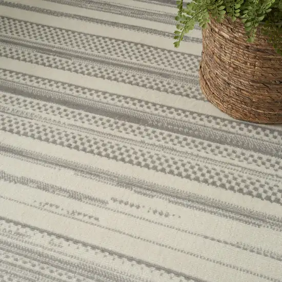 Gray and Ivory Striped Power Loom Distressed Area Rug Photo 9