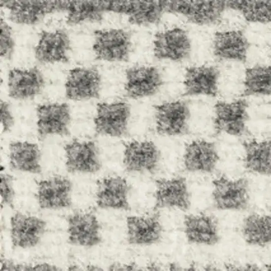 Gray and Ivory Striped Power Loom Distressed Area Rug Photo 1