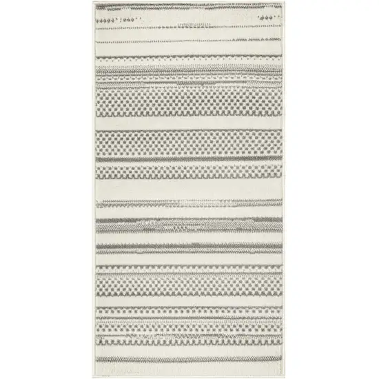 Gray and Ivory Striped Power Loom Distressed Area Rug Photo 4