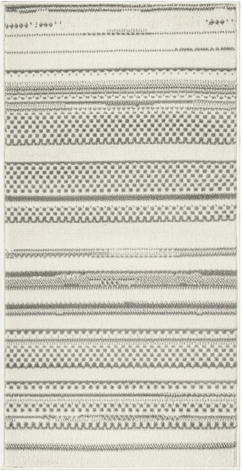 Gray and Ivory Striped Power Loom Distressed Area Rug Photo 4