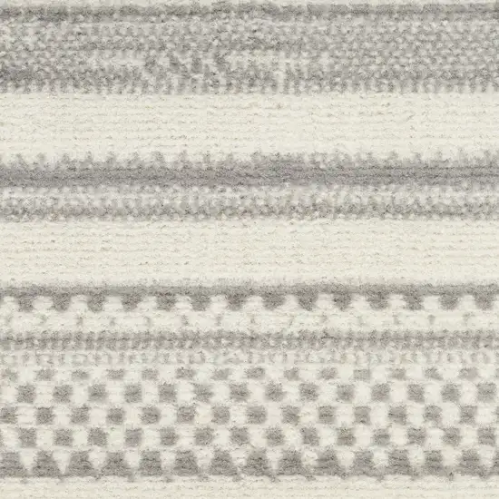 Gray and Ivory Striped Power Loom Distressed Area Rug Photo 8