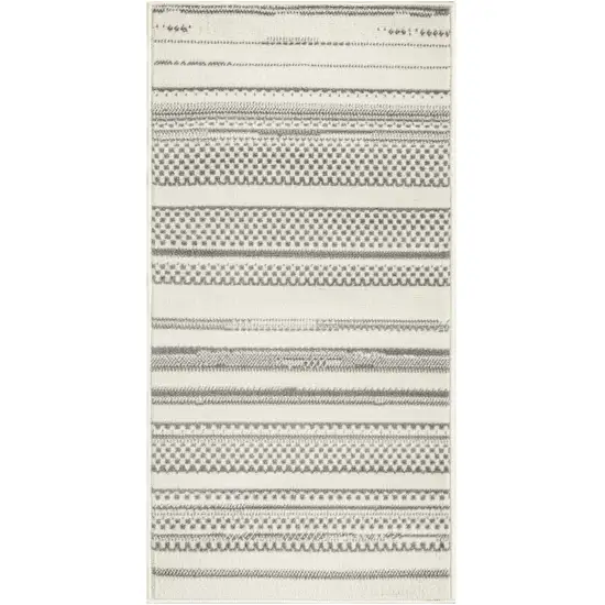Gray and Ivory Striped Power Loom Distressed Area Rug Photo 3