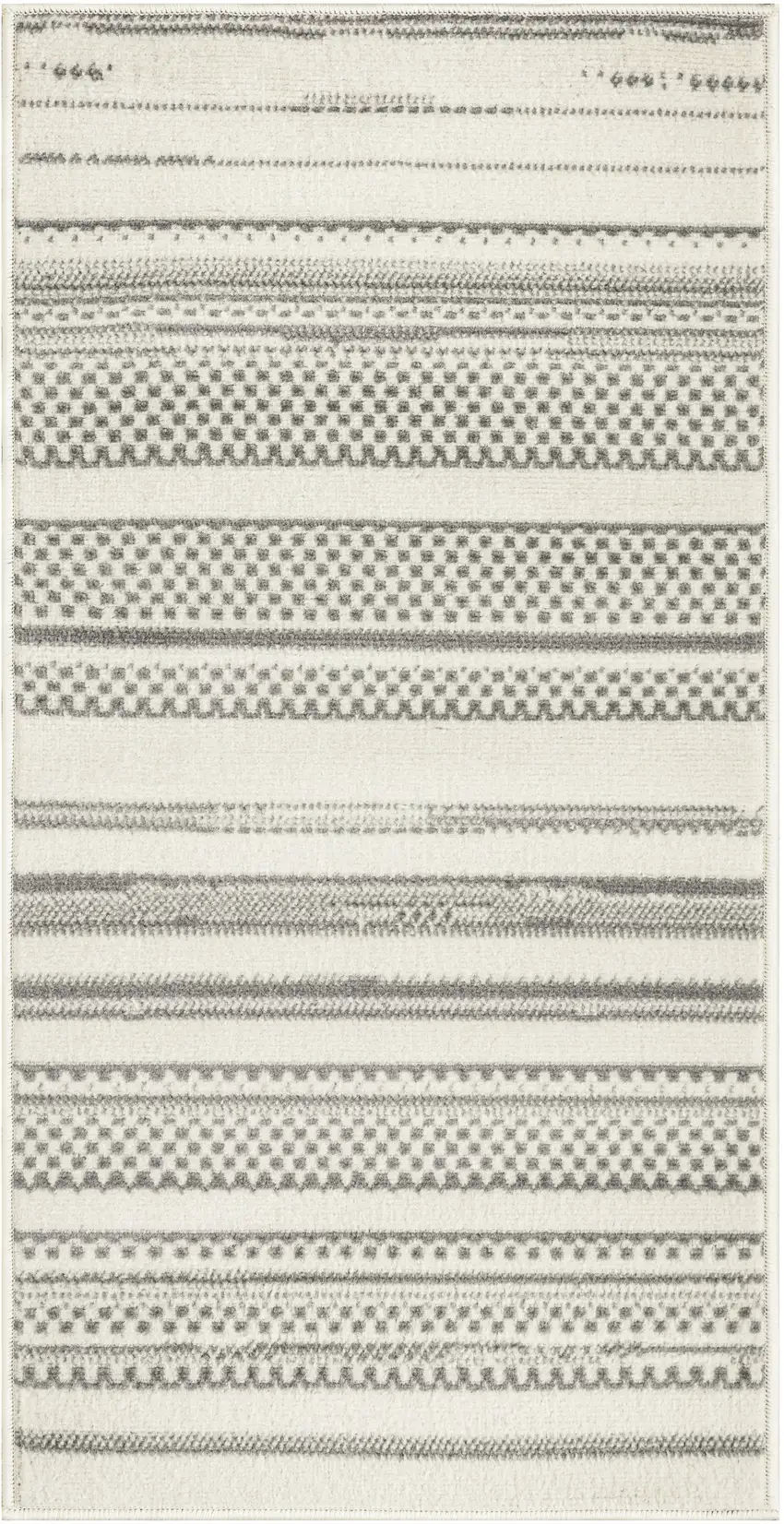 Gray and Ivory Striped Power Loom Distressed Area Rug Photo 3