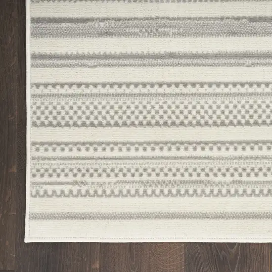 Gray and Ivory Striped Power Loom Distressed Area Rug Photo 7