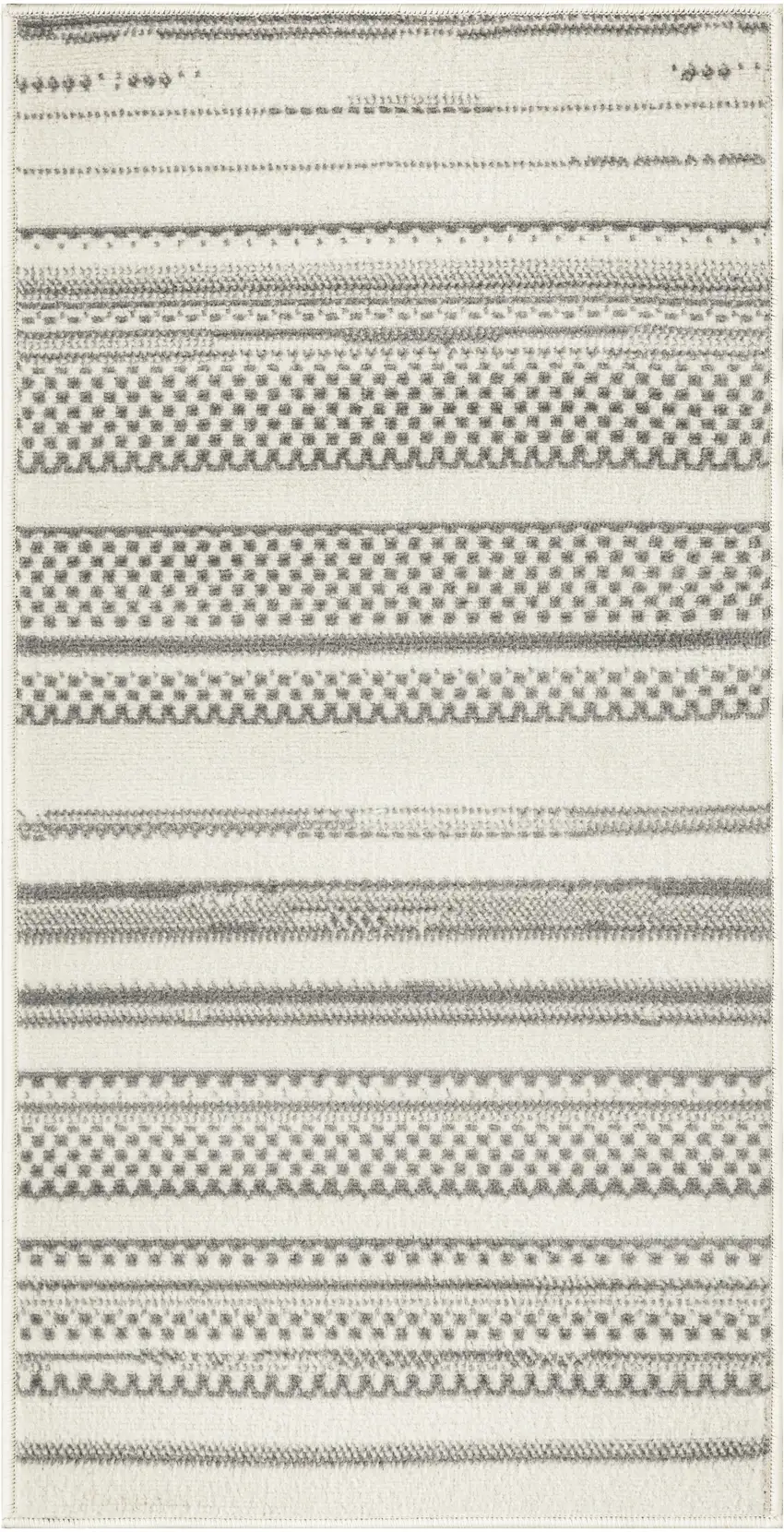 Gray and Ivory Striped Power Loom Distressed Area Rug Photo 2