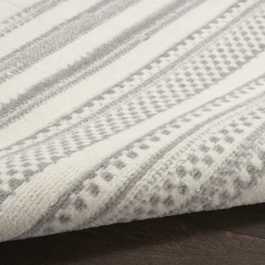 Gray and Ivory Striped Power Loom Distressed Area Rug Photo 9