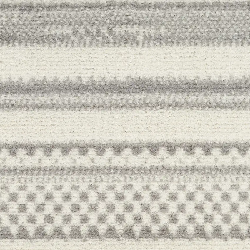 Gray and Ivory Striped Power Loom Distressed Area Rug Photo 7