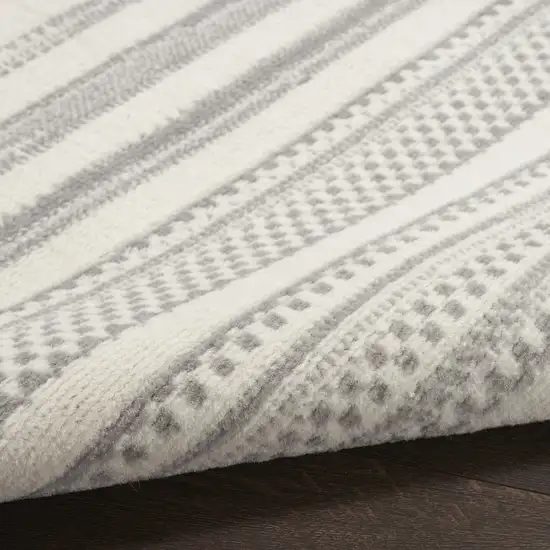 8' Gray And Ivory Striped Distressed Runner Rug Photo 8