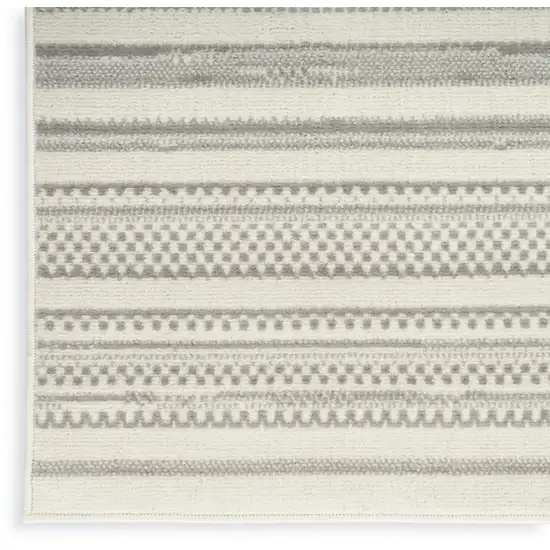 8' Gray And Ivory Striped Distressed Runner Rug Photo 9