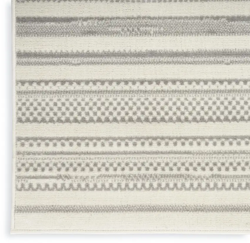 8' Gray And Ivory Striped Distressed Runner Rug Photo 9