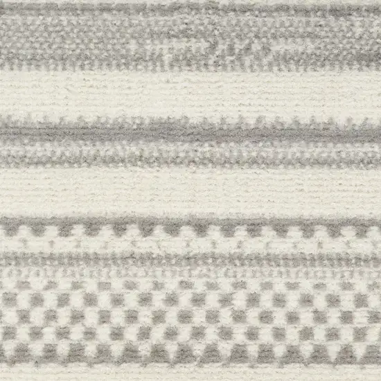 8' Gray And Ivory Striped Distressed Runner Rug Photo 4