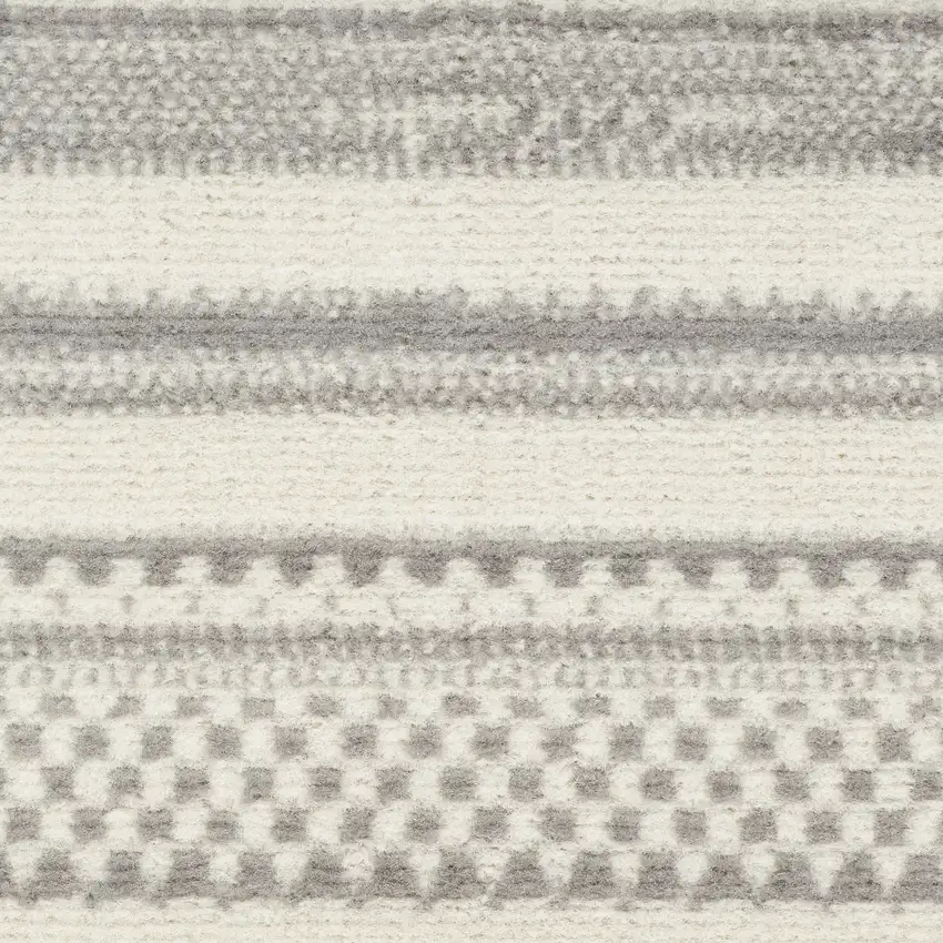 8' Gray And Ivory Striped Distressed Runner Rug Photo 4