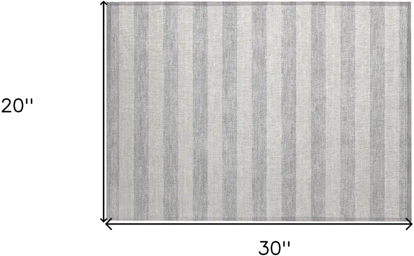 Gray and Ivory Striped Washable Non Skid Indoor Outdoor Area Rug Photo 3