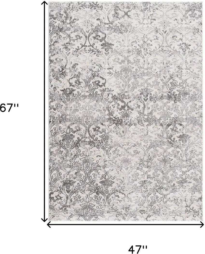 Gray and Ivory Toile Power Loom Area Rug Photo 8