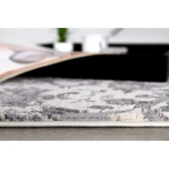 Gray and Ivory Toile Power Loom Area Rug Photo 7