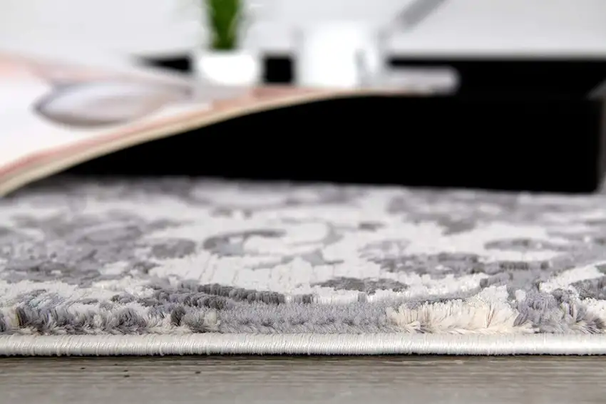 Gray and Ivory Toile Power Loom Area Rug Photo 7