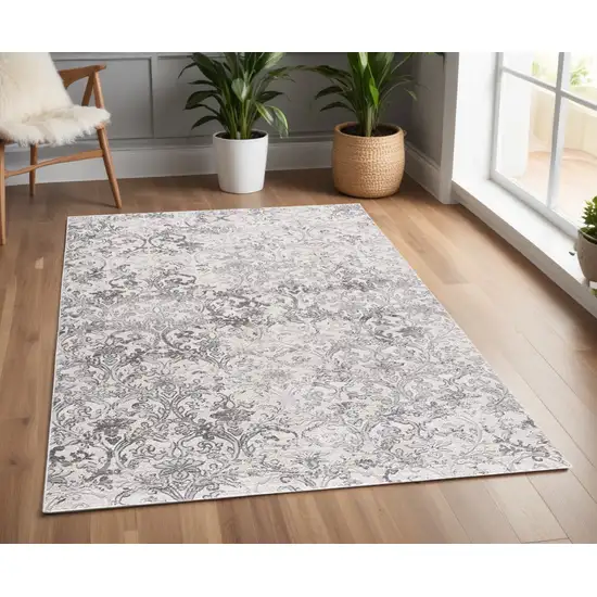 Gray and Ivory Toile Power Loom Area Rug Photo 1