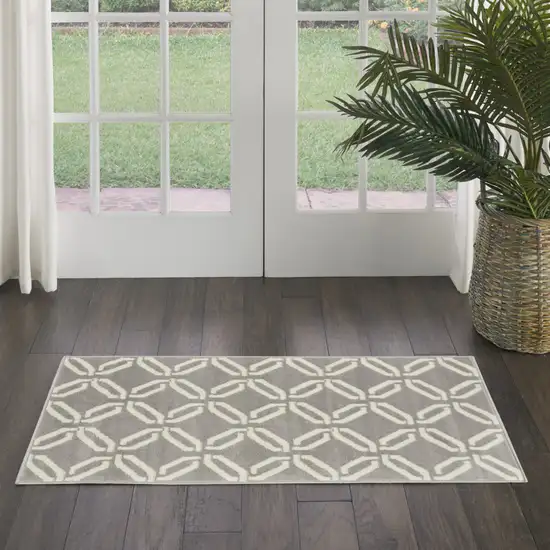 Gray and Ivory Trellis Area Rug Photo 5