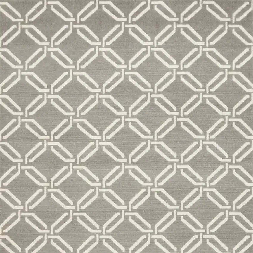 Gray and Ivory Trellis Area Rug Photo 3