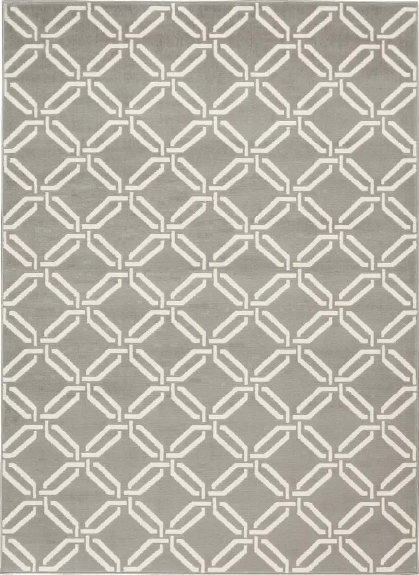 Gray and Ivory Trellis Area Rug Photo 2