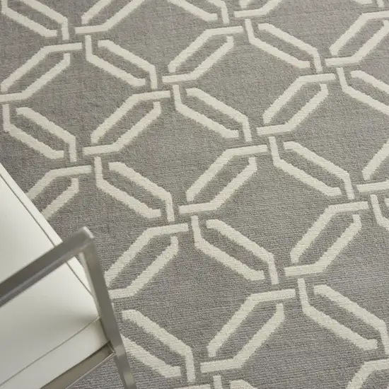 Gray and Ivory Trellis Area Rug Photo 9