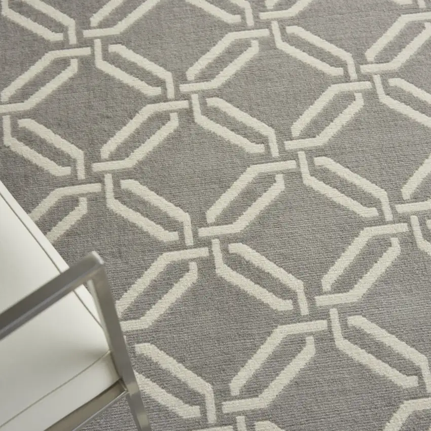 Gray and Ivory Trellis Area Rug Photo 9