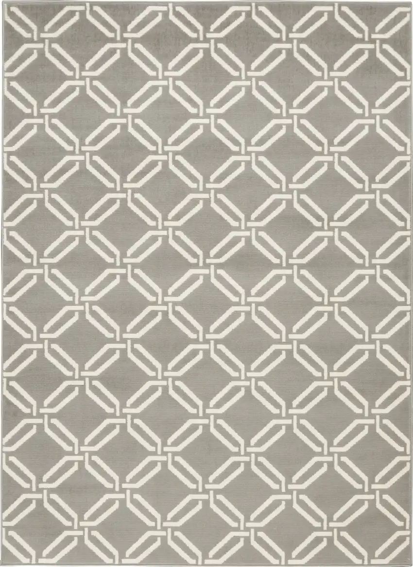 Gray and Ivory Trellis Non Skid Area Rug Photo 4